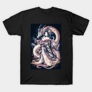 Geisha and Dragon 7820 T-Shirt